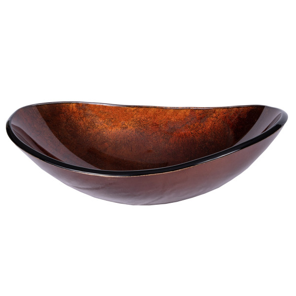 Eden Bath EB_GS40 Canoe Shaped Reflections Glass Vessel Sink In Red Copper
