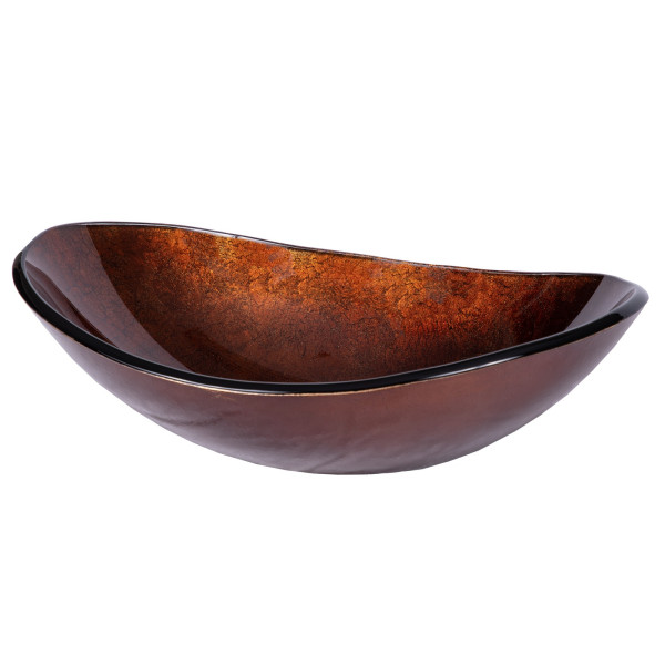 Eden Bath EB_GS40 Canoe Shaped Reflections Glass Vessel Sink In Red Copper