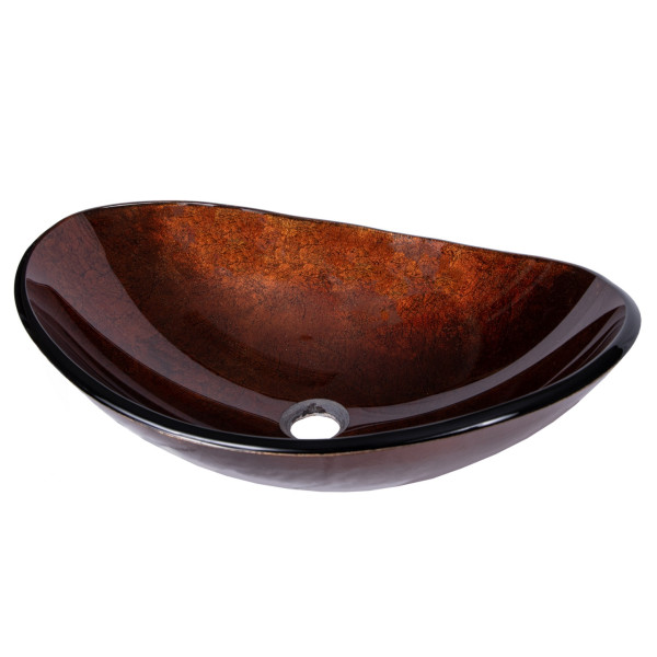 Eden Bath EB_GS40 Canoe Shaped Reflections Glass Vessel Sink In Red Copper