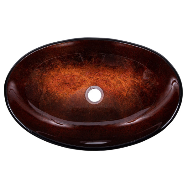 Eden Bath EB_GS40 Canoe Shaped Reflections Glass Vessel Sink In Red Copper