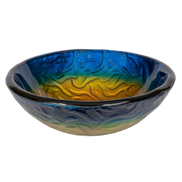 Eden Bath EB_GS41 Single Bowl True Planet Tempered Glass Vessel Sink In Blue