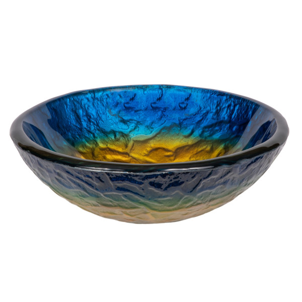 Eden Bath EB_GS41 Single Bowl True Planet Tempered Glass Vessel Sink In Blue