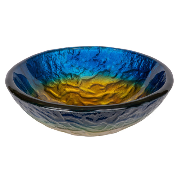 Eden Bath EB_GS41 Single Bowl True Planet Tempered Glass Vessel Sink In Blue