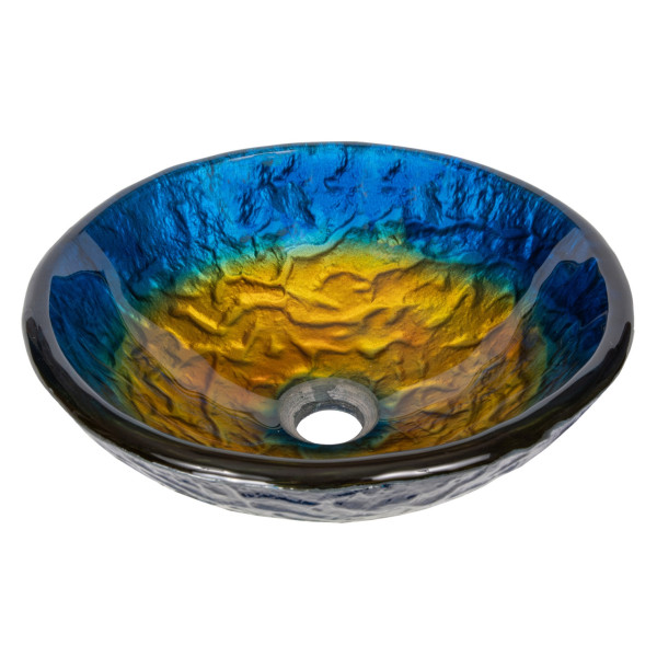 Eden Bath EB_GS41 Single Bowl True Planet Tempered Glass Vessel Sink In Blue