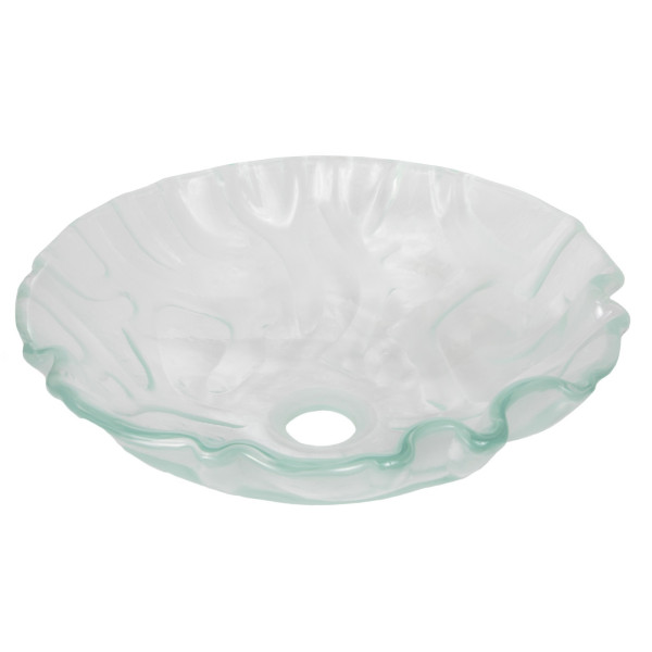 Eden Bath EB_GS42 Above Mounted Freeform Wave Glass Vessel Sink In Clear Glass