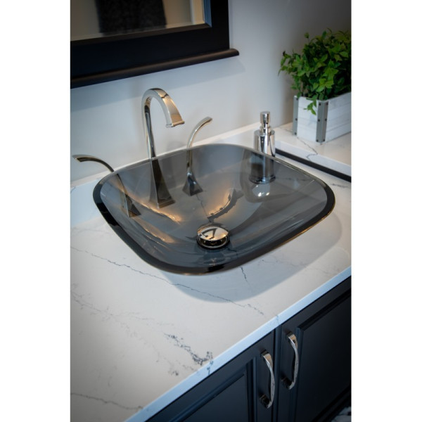 Eden Bath EB_GS58 Square Glass Vessel Sink in Onyx Black with Rounded Corners