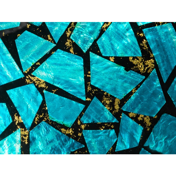 Eden Bath EB_GS60 Blue and Gold Mosaic Round Glass Vessel Sink