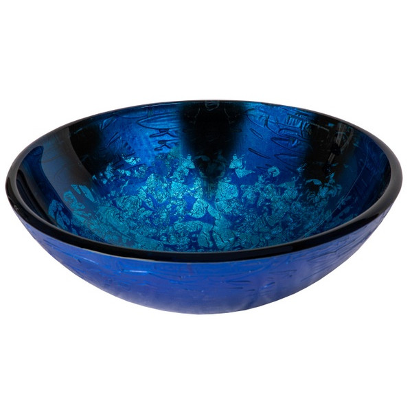 Eden Bath EB_GS63 Vibrant Blue Foil Glass Vessel Sink