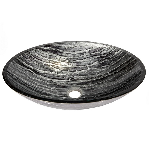 Eden Bath EB_GS64 Silver and Black Streaked Oval Glass Vessel Sink
