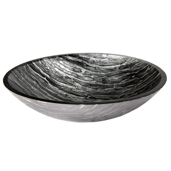 Eden Bath EB_GS64 Silver and Black Streaked Oval Glass Vessel Sink