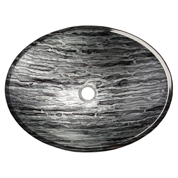 Eden Bath EB_GS64 Silver and Black Streaked Oval Glass Vessel Sink