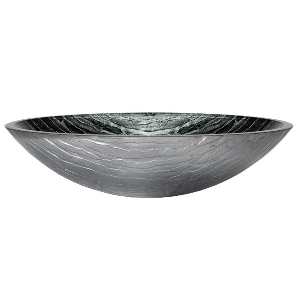 Eden Bath EB_GS64 Silver and Black Streaked Oval Glass Vessel Sink
