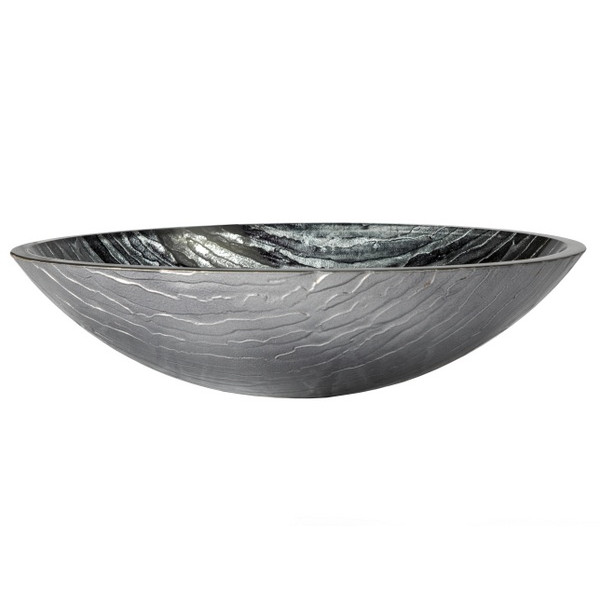 Eden Bath EB_GS64 Silver and Black Streaked Oval Glass Vessel Sink