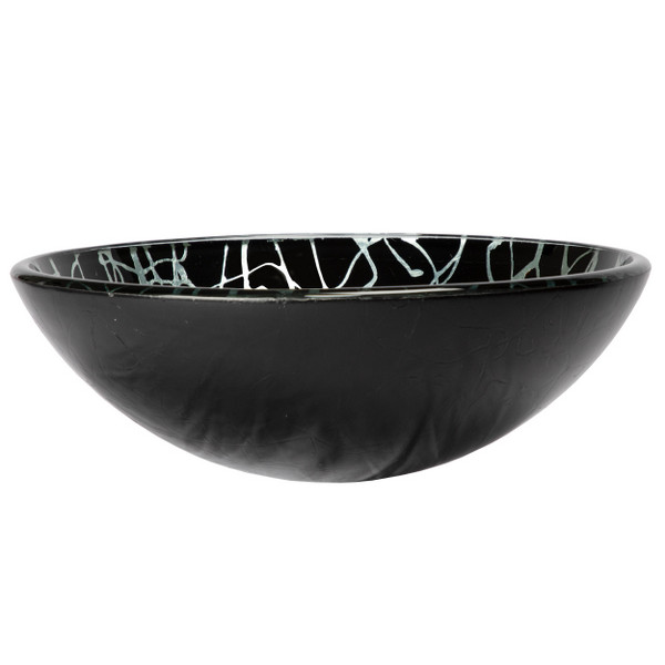 Eden Bath EB_GS65 Black and Silver Streamers Round Glass Vessel Sink