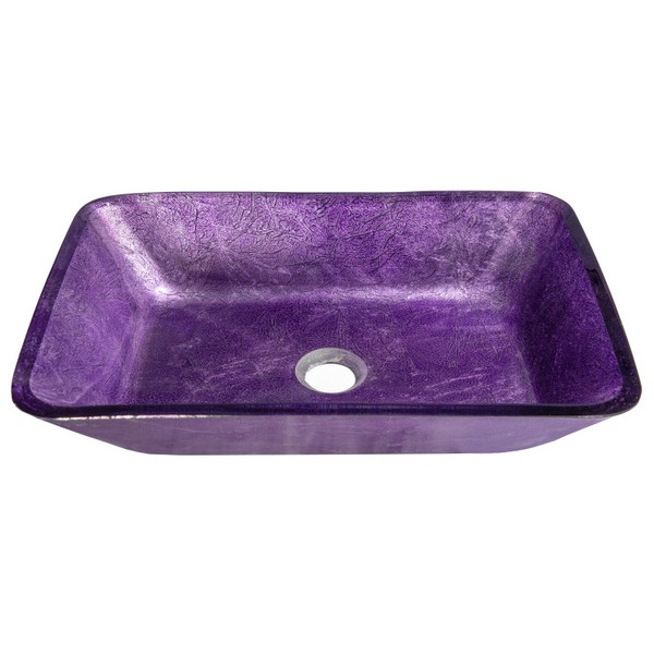 Eden Bath EB_GS78 Rectangular Purple Foil Glass Vessel Sink