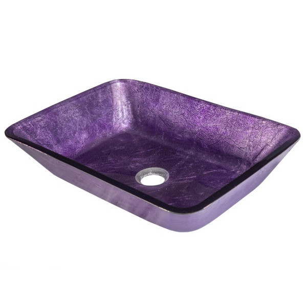 Eden Bath EB_GS78 Rectangular Purple Foil Glass Vessel Sink