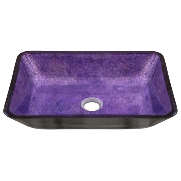 Eden Bath EB_GS81 Rectangular Purple Foil Glass Vessel Sink with Black Exterior