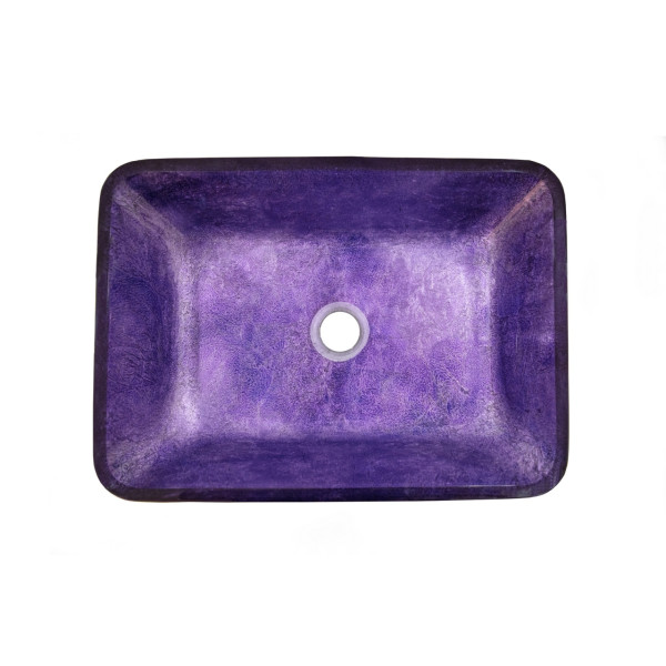 Eden Bath EB_GS81 Rectangular Purple Foil Glass Vessel Sink with Black Exterior