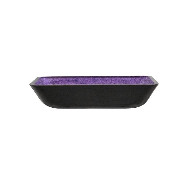 Eden Bath EB_GS81 Rectangular Purple Foil Glass Vessel Sink with Black Exterior