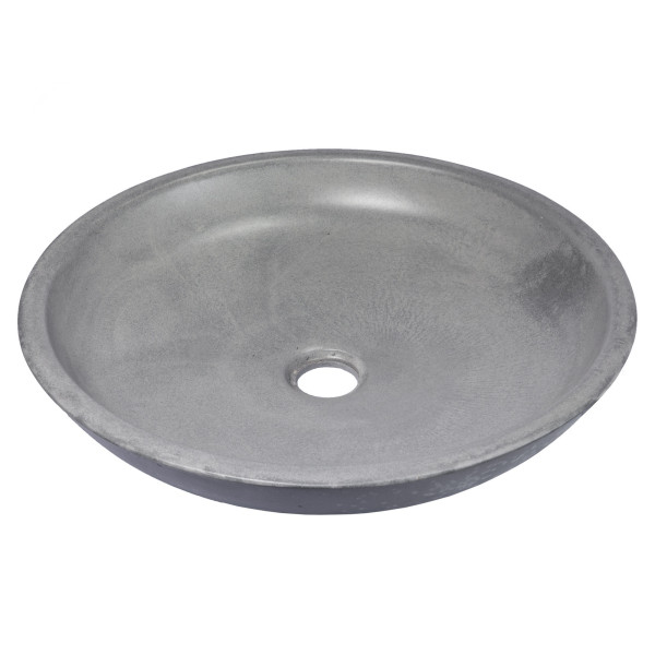 Eden Bath EB_N002DG 17 Inch Concrete Shallow Round Vessel Sink In Dark Gray