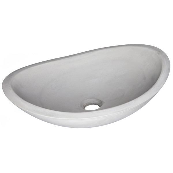 Eden Bath EB_N005LG Concrete Canoe Oval Vessel Sink In Light Gray