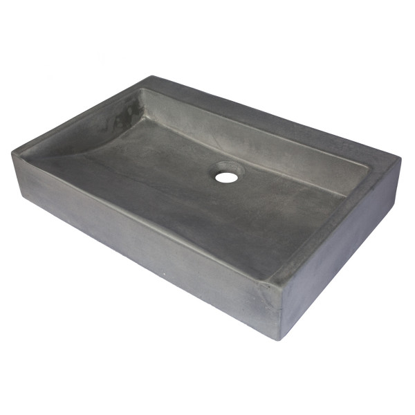 Eden Bath EB_N006DG Rectangular Sloped Concrete Vessel Sink - Dark Gray