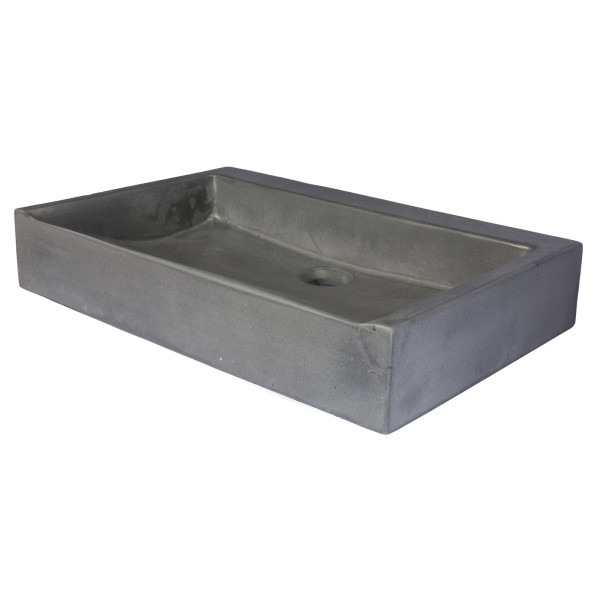 Eden Bath EB_N006DG Rectangular Sloped Concrete Vessel Sink - Dark Gray