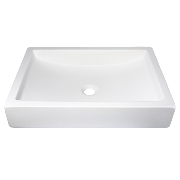 Eden Bath EB_N008WH 22-in. Shallow Wave Concrete Rectangular Vessel Sink - White