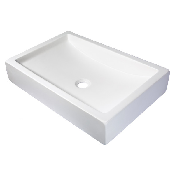 Eden Bath EB_N008WH 22-in. Shallow Wave Concrete Rectangular Vessel Sink - White