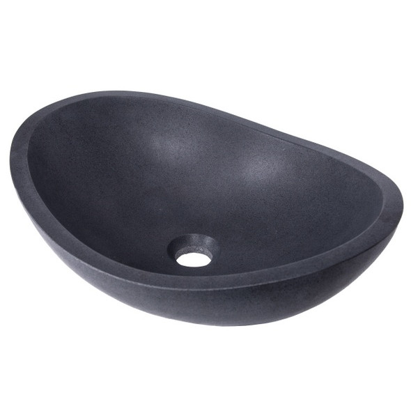 Eden Bath EB_S005LS-H Stone Canoe Sink - Honed Black Lava Stone