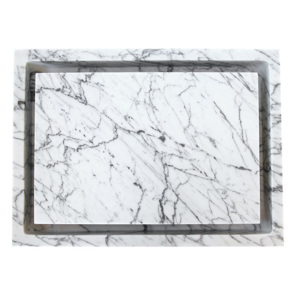 Eden Bath EB_S006CW-P Rectangular Infinity Pool Sink - White Carrara Marble