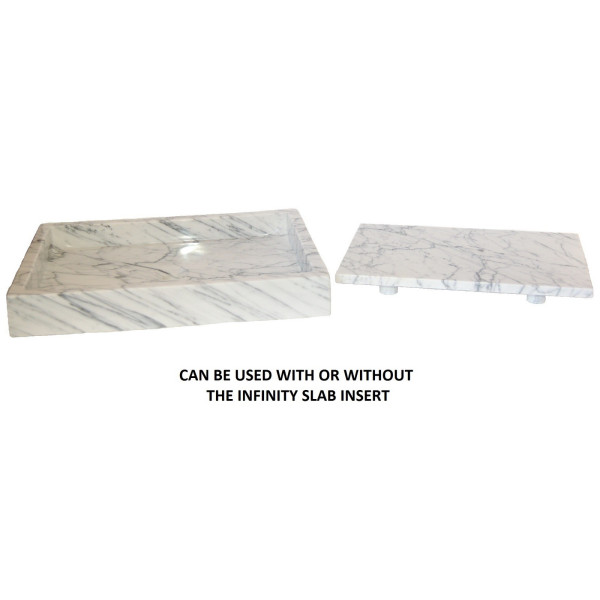 Eden Bath EB_S006CW-P Rectangular Infinity Pool Sink - White Carrara Marble
