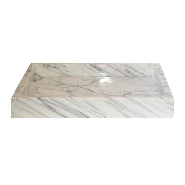 Eden Bath EB_S006CW-P Rectangular Infinity Pool Sink - White Carrara Marble