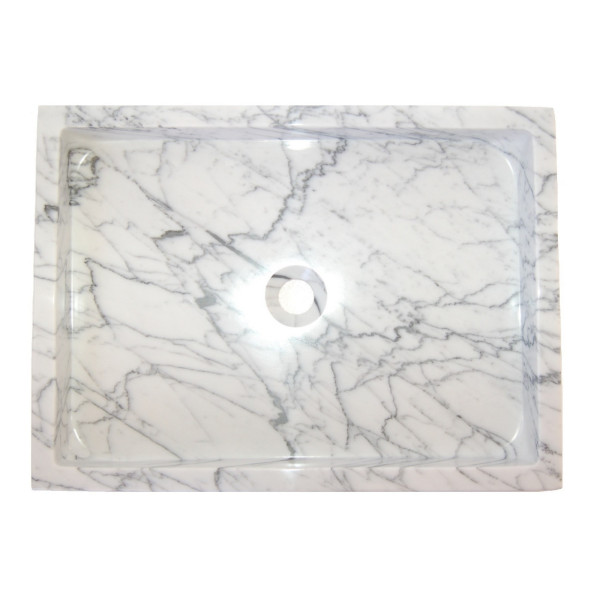 Eden Bath EB_S006CW-P Rectangular Infinity Pool Sink - White Carrara Marble