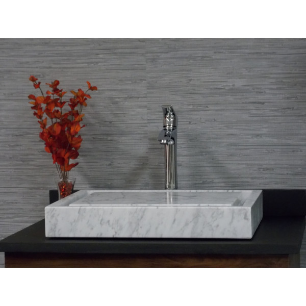 Eden Bath EB_S006CW-P Rectangular Infinity Pool Sink - White Carrara Marble
