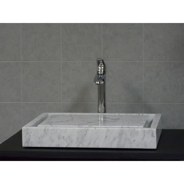 Eden Bath EB_S006CW-P Rectangular Infinity Pool Sink - White Carrara Marble