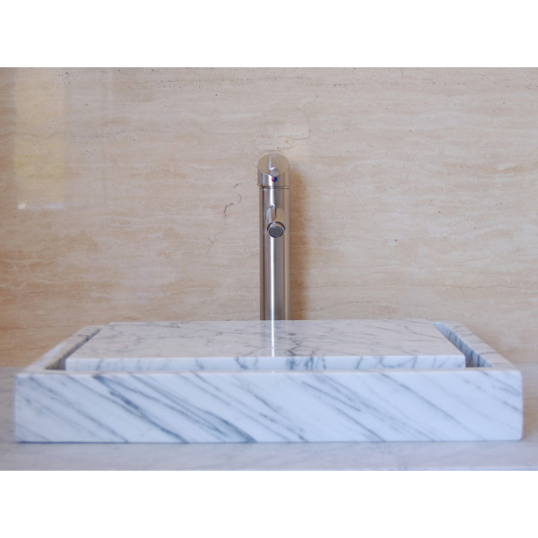 Eden Bath EB_S006CW-P Rectangular Infinity Pool Sink - White Carrara Marble