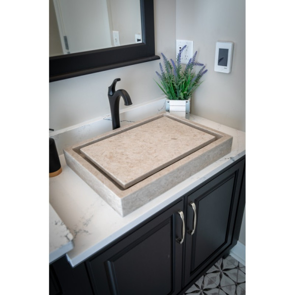 Eden Bath EB_S006PG-P Rectangular Infinity Pool Sink - Penny Grey Marble