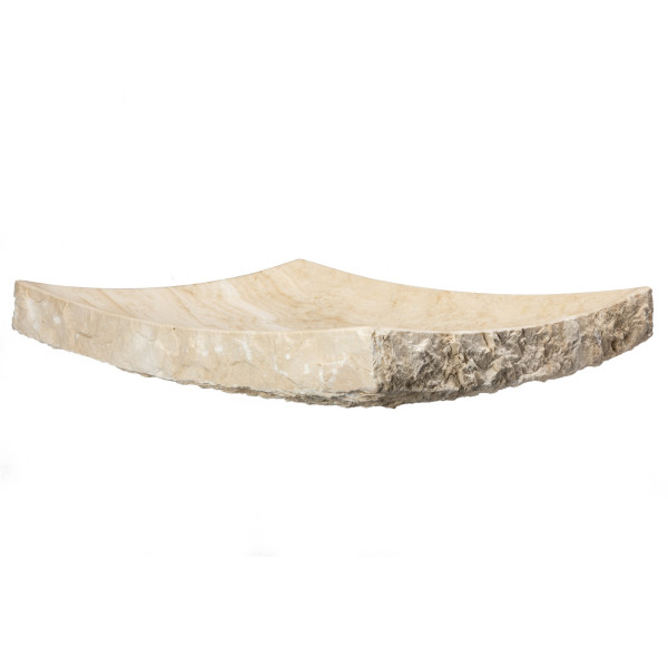 Eden Bath EB_S014WT-P White Travertine Large Zen Sink- Chiseled on Exterior