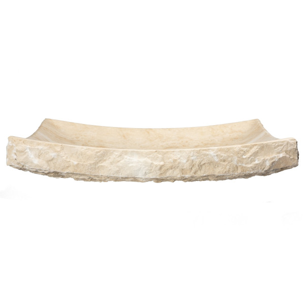 Eden Bath EB_S014WT-P White Travertine Large Zen Sink- Chiseled on Exterior