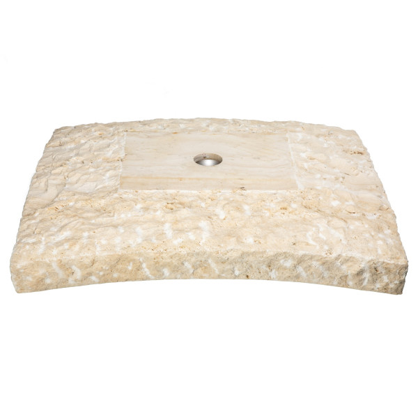 Eden Bath EB_S014WT-P White Travertine Large Zen Sink- Chiseled on Exterior
