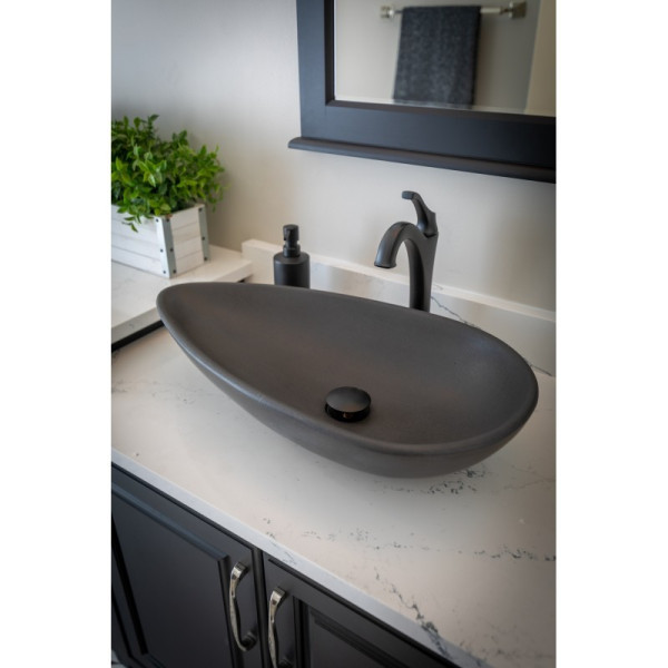 Eden Bath EB_S024LS-H Pod Shaped Vessel Sink - Honed Lava Stone