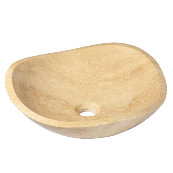 Eden Bath EB_S032BT-P Unique Beige Travertine Freeform Bathroom Vessel Sink