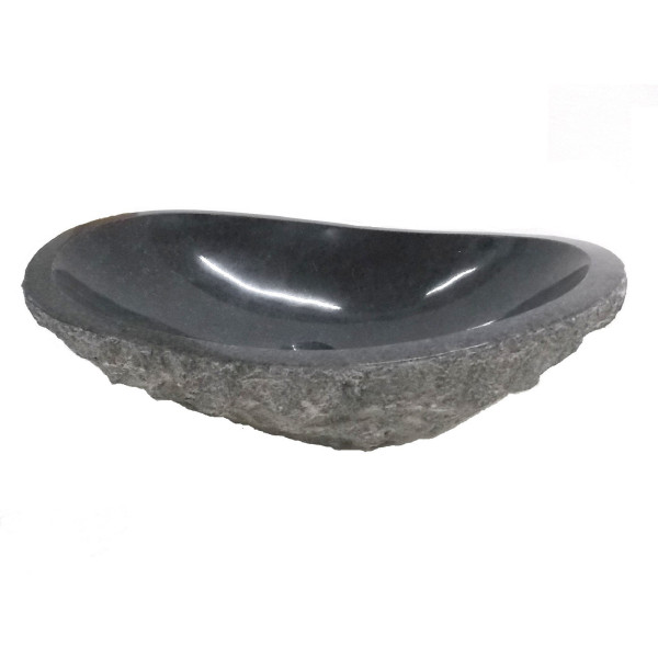 Eden Bath EB_S035PD-P Padang Dark Granite Canoe Sink With Natural Split Exterior