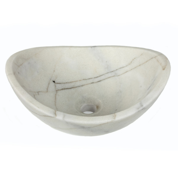 Eden Bath EB_S043GW-H Small Canoe White Marble Vessel Sink