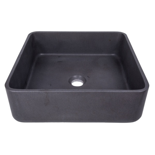 Eden Bath EB_S046LS-H Thin Lip Square Vessel Sink in Black Lava Stone
