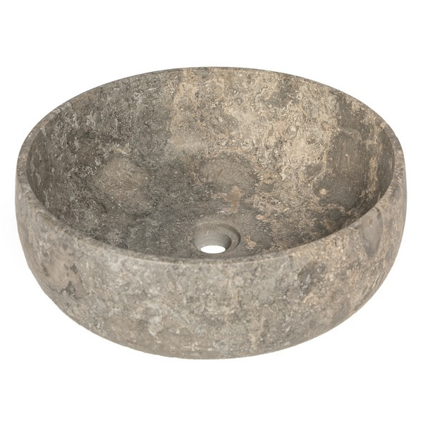 Eden Bath EB_S049GM-P Rustic Gral Round Vessel Sink in Gray Marble