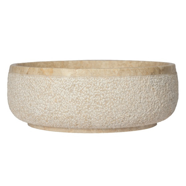 Eden Bath EB_S050BM-P Round Hammered Exterior Vessel Sink in Beige Marble
