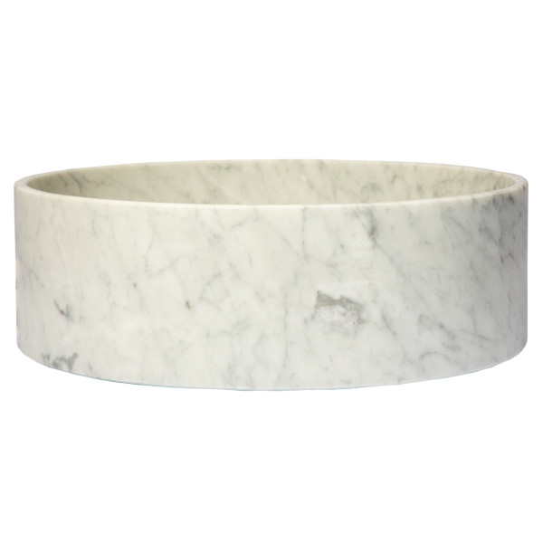 Eden Bath EB_S053CW-H Thin Lip Round Column Vessel Sink - Carrara Marble
