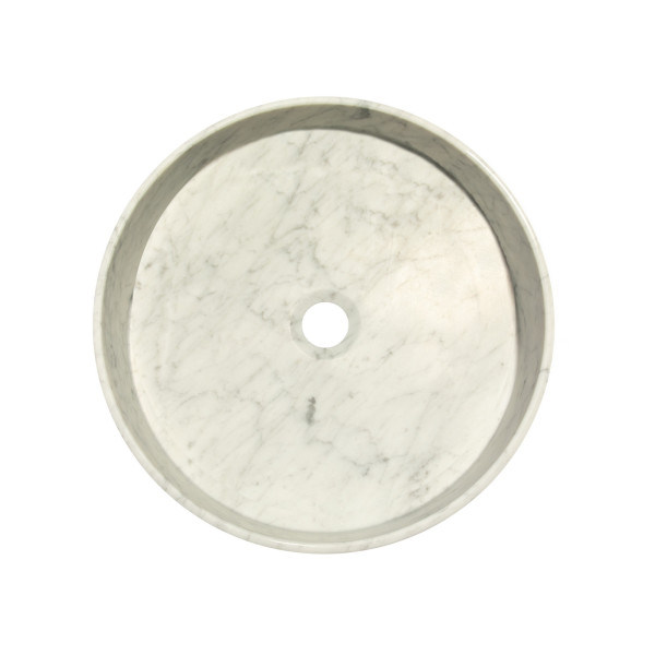 Eden Bath EB_S053CW-H Thin Lip Round Column Vessel Sink - Carrara Marble